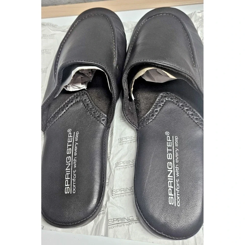 Spring Step Men Nigel Leather Slipper Black Nubuck‎ EU 46 / US 12-12.5 NEW